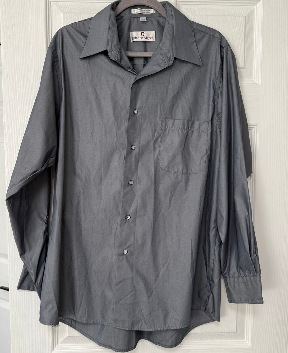 Etienne Aigner Men's Gray Cotton Blend Dress Shirt Size 16.5- 34/35